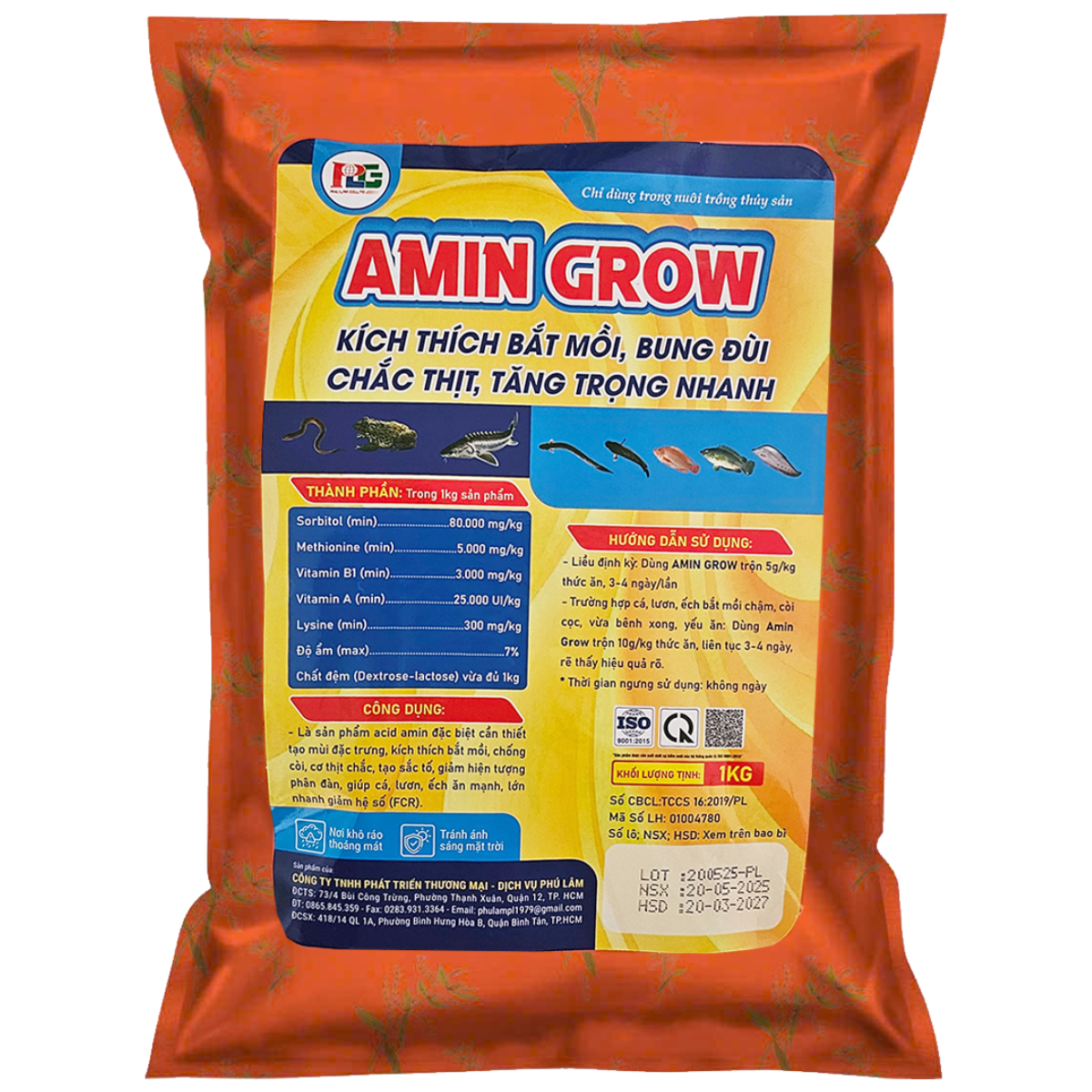 AMIN GROW - KÍCH BẮT MỒI, BUNG ĐÙI, CHẮC THỊT, TĂNG TRỌNG NHANH GÓI 1KG