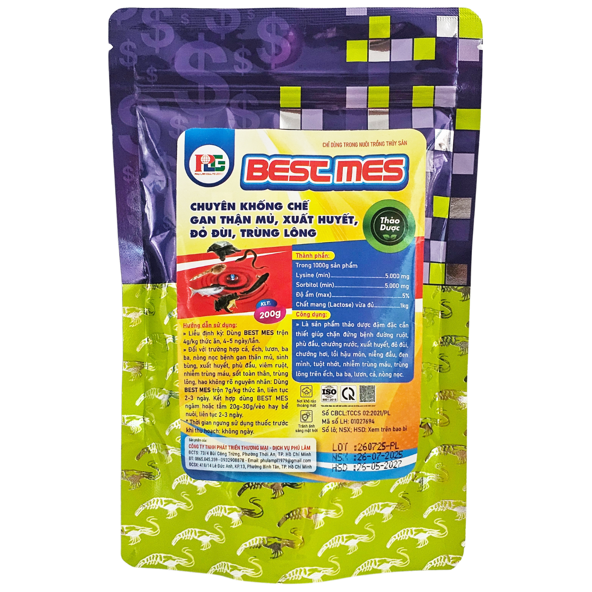 BEST MES - THẢO DƯỢC KHỐNG CHẾ GAN THẬN MỦ, XUẤT HUYẾT, ĐỎ ĐÙI, TRÙNG LÔNG GÓI 200G